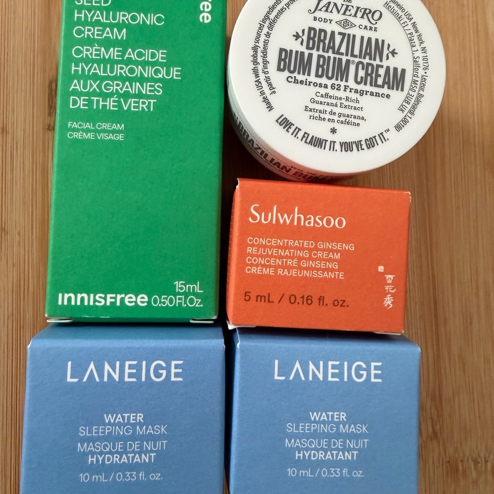 Laneige, sulwhasoo, and innisfree travel size samples